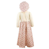 Girls Pastoral Style Dress Set with Bib & Floral Hat for Festival Shows