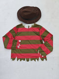 Boys 2Pcs Striped Top & Hat Set, Sawtooth Hem for Halloween & Stage Show