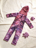 Boys Printed Jumpsuit with Floral Non-woven Mask & Printed Hood for Halloween