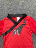 1pc Bright Red Dress with Printed Pattern on Front, 1pc Black Waistband, Soft And Comfortable Fabric, Easy And Fashionable Design. Girls' Halloween And Various Carnival Holiday Sets