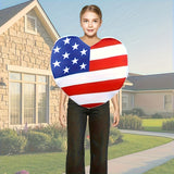 Girls Heart-shaped Top Blue-white-red prints & star pattern, easy to wear. Great for Halloween and themed parties.