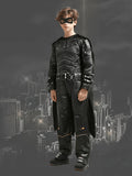 Boys Printed Cosplay Jumpsuit Set with Cape & Eye Mask for Halloween Party