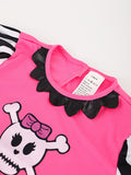 Girls Pink Pirate Costume Dress with Hat for Halloween Cosplay Party