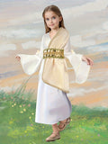 Girls Princess Dress with Golden Belt for Halloween & Christmas Party