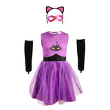 Girls Cat Costume Set with Cat Ears, Eye Mask & Wristbands for Halloween