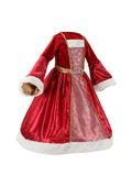 Girls Burgundy Luxury Velvet Princess Dress with Crown for Holiday Party