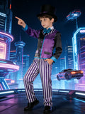 Boys Black & Purple Printed Costume Set for Halloween & School Performance