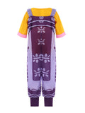 Girls Solid T-shirt & Printed Overalls Costume Set for Halloween Carnival