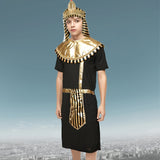 Boys Black & Gold Costume Set with Golden Headpiece for Halloween Carnival