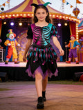 Girls Clown Cosplay Dress Set for Halloween Carnival Party