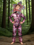 Boys Printed Jumpsuit with Floral Non-woven Mask & Printed Hood for Halloween