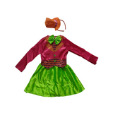 Girls 2-Piece Outfit: Dress + Headband Rose red suit-collar dress with bow, contrast-color hat-style headband. For parties and performances.