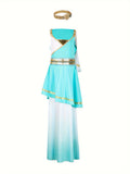Girls Light Blue Slip Dress with Headband for Goddess Halloween Performance