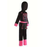Girls' Ninja Outfit: 1 Digital Print Top + 1 Pants + 1 Belt + 1 Hat, School Performance Makeup Ball and Various Venue Costumes, Halloween Carnival and Various Festival Party Attire