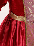 Girls Burgundy Luxury Velvet Princess Dress with Crown for Holiday Party