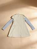 Girls Preppy Bow Sleeveless Dress Striped Inner Top 2-Piece Outfit
