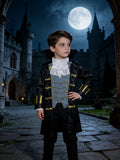 Boys Two-Piece Performance Outfit Stand-collar top with bow-adorned vest, great for festival shows.