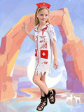 Girls Nurse Dress Set with Nurse Cap for Halloween Party