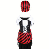 Girls Pirate Costume Set with Irregular Cut Dress & Pirate Hat