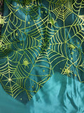 Girls Green Spider Web Witch Costume Dress Set