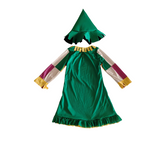 Girls Green Dress Set with Hat, Irregular Hem for Festival Party & Performance