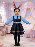 Girls Bunny Dress Set with Bunny Ears Headband for Halloween & Performance