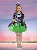 Girls' Outfit: 1 bow-adorned neckline dress + 1 cute bow hat + 1 pair of long gloves, waist with attachable clock decoration, perfect for Halloween and various festive party costumes