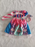 Girls Lollipop Print Dress with Candy Headband for Halloween Party