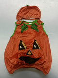 Girls 2Pcs Costume: Top + Hat Orange main color with green vine & stem decor, black-yellow grimace design. Ideal for Halloween, parties and stage shows.