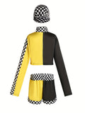 Kids Black & Yellow Race Car Driver Costume with Hat