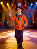 Boys Notch Lapel Top & Purple Pants Costume Set for Halloween & Stage Show