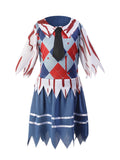 Girls Zombie Cos Dress, Ripped Uniform with Blood Print for Halloween