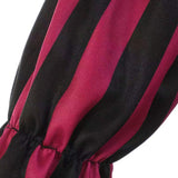 Girls striped pirate costume dress with layered design. Long bell sleeves and crisscross lace-up front. Ideal for Halloween, sea adventure themed parties, carnival and kids imaginative pirate role-play.