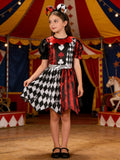 Girls Clown Costume Dress Set for Halloween & Christmas Parties