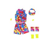 Boys 7Pcs Camouflage Costume Set, Digital Print Outfit for Halloween & Stage Performance