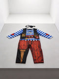 Boys Pirate Costume Set with Printed Jumpsuit & Eye Patch for Halloween Carnival