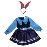 Girls Bunny Dress Set with Bunny Ears Headband for Halloween & Performance