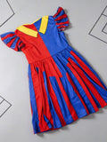 Girls Red & Blue Split Clown Sleeveless Dress Costume