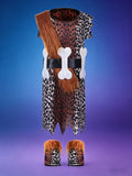 Boys Caveman Leopard Print Costume Set with Bone Belt and Fur Wristbands