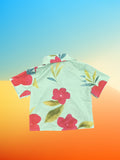 Boys Mint Green Hawaiian Floral Print Short Sleeve Shirt