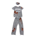 Boys 3-Piece Horror Costume Striped outfit with blood splatter prints and jagged hems, great for Halloween performances.