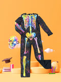 Kids Rainbow Watercolor Skeleton 2-Piece Costume Set with Jumpsuit & Mask