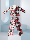 Boys' stylish suit set features spliced blazer with half solid half plaid texture and solid trousers. Three-dimensional tailoring fits kids well, breathable, durable and wrinkle-resistant. Elegant kids formal outfit for formal events and daily wear.
