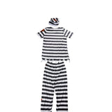 Boys 3-Piece Horror Costume Striped outfit with blood splatter prints and jagged hems, great for Halloween performances.