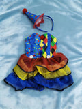 Girls Clown 2-Piece Set: Camisole Dress + Hat Diamond & dot prints on chest. Ideal for parties, stage and magic performances.