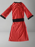 1pc Bright Red Dress with Printed Pattern on Front, 1pc Black Waistband, Soft And Comfortable Fabric, Easy And Fashionable Design. Girls' Halloween And Various Carnival Holiday Sets
