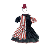 Girls Color Block Costume Dress with Dark Red Headpiece for Holiday Parties