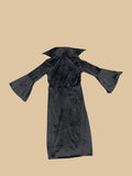 Children's Dark Villain Cosplay Dress: 1pc Black and Red Color-block Dress with a Red Panel the Middle, Flared Bell Sleeves, and a Stand-up Collar. Suitable for Halloween and Themed Party Cosplay Costumes