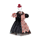 Girls Color Block Costume Dress with Dark Red Headpiece for Holiday Parties